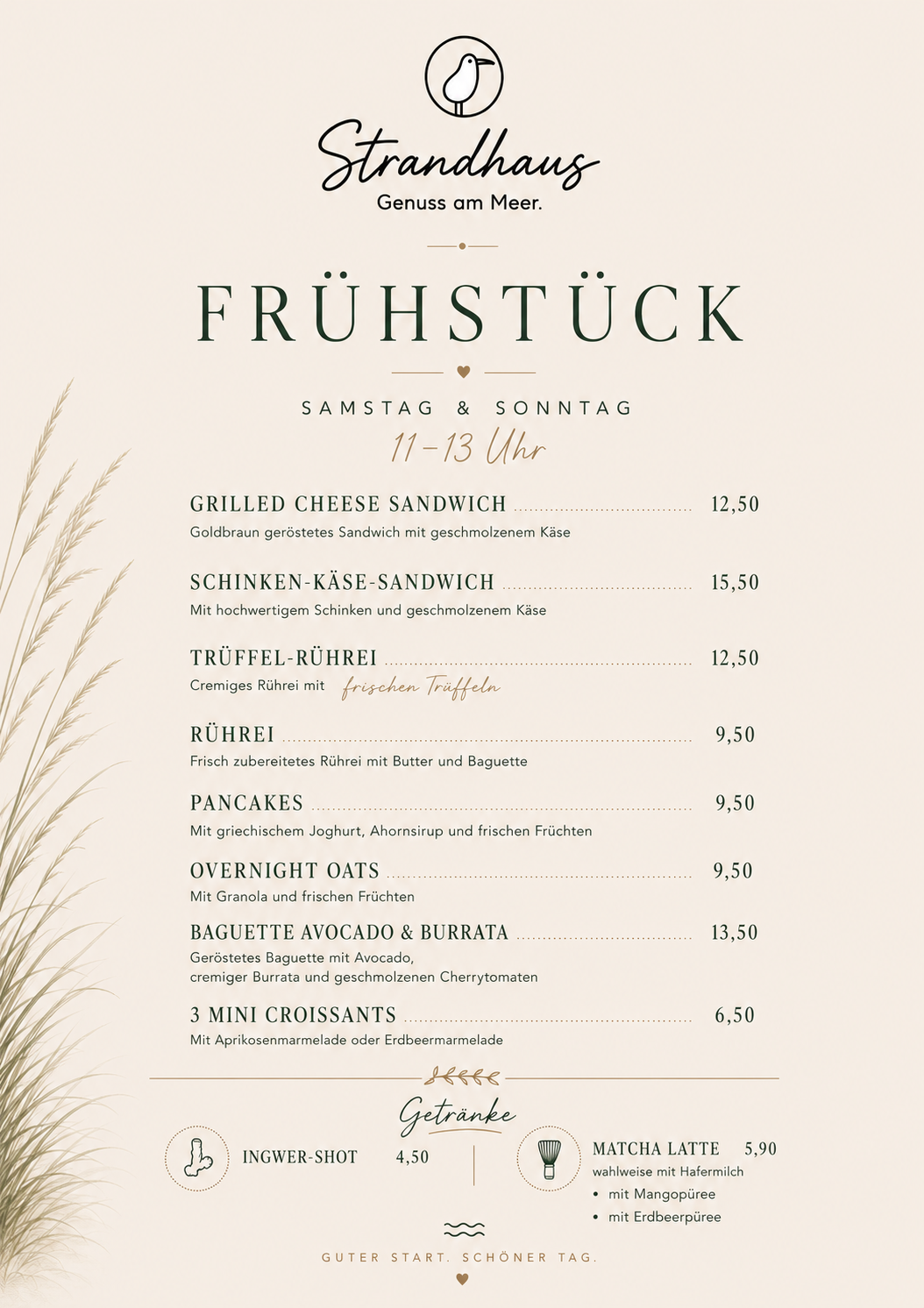 Frühstückskarte Frühstückskarte